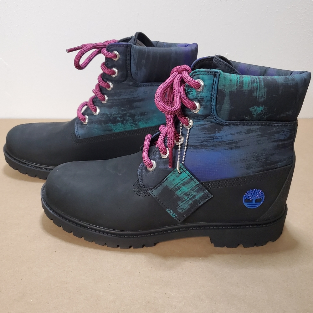 Timberland Black and Multicolor Combat Boots